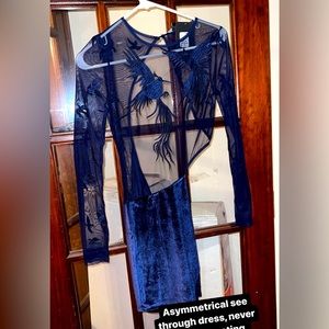 Asymmetrical SEE THROUGH MINI DRESS